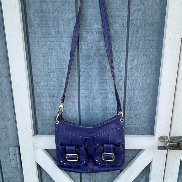 NWOT Blue Tignanello Pebble Leather Crossbody Bag - Picture 2 of 10